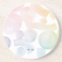 Dessous de verre Motif d'aquarelle gai avec initia