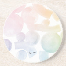 Dessous de verre Motif d'aquarelle gai avec initia