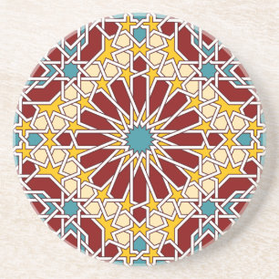 En Grès dessous de verre motif géométrique islamique