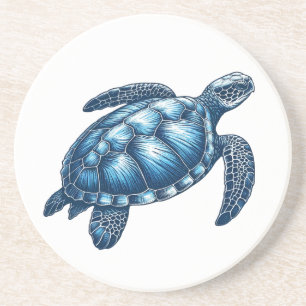 En Grès Dessous de verre nautique de la tortue marine