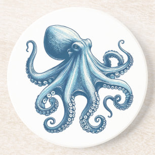 En Grès Dessous de verre nautique octopus