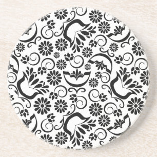 En Grès Dessous de verre noir et blanc élégant