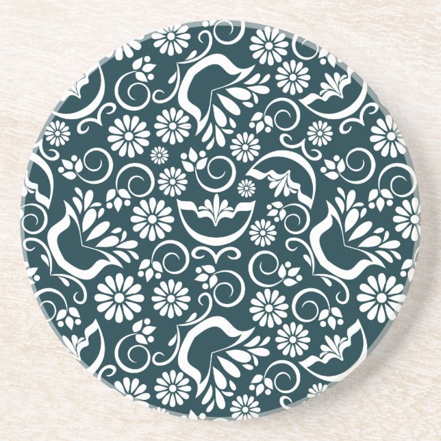 En Grès Dessous de verre noir et blanc élégant (Devant)