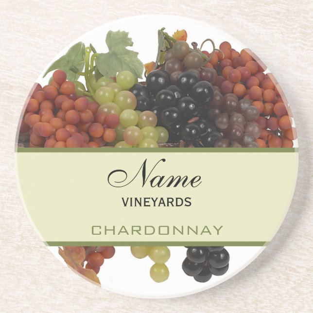 En Grès Dessous de verre personnalisés de vin (Devant)