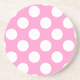 En Grès Dessous de verre Pois rose et blanc