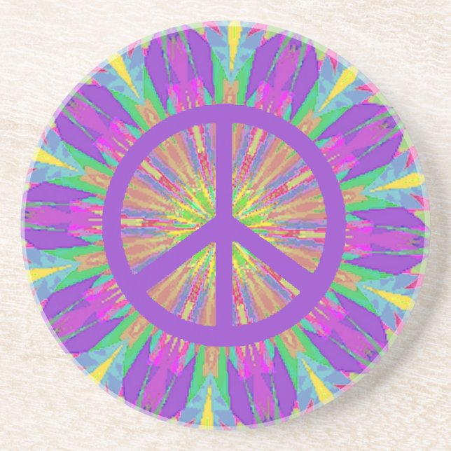 En Grès Dessous de verre psychédéliques de colorant de (Devant)