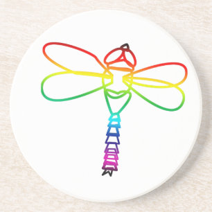 En Grès Dessous de verre Rainbow Dragonfly