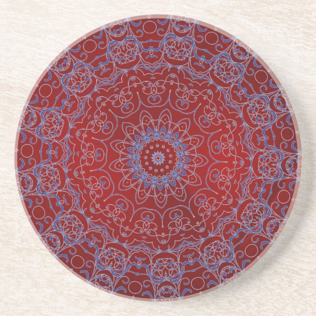 En Grès Dessous de verre Red Hearts et Blue Lace (Devant)