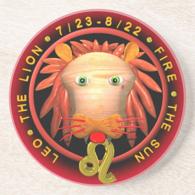 En Grès Dessous de verre ronds de zodiaque de Valxart Lion (Devant)