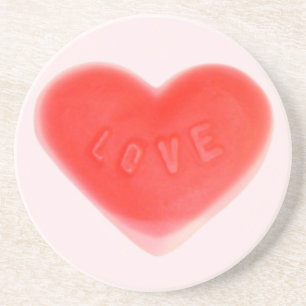 En Grès Dessous de verre rose coeur doux rond