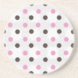 En Grès Dessous de verre roses et Brown de point de polka