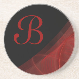 En Grès Dessous de verre rouge à angle fractal série-14—1 