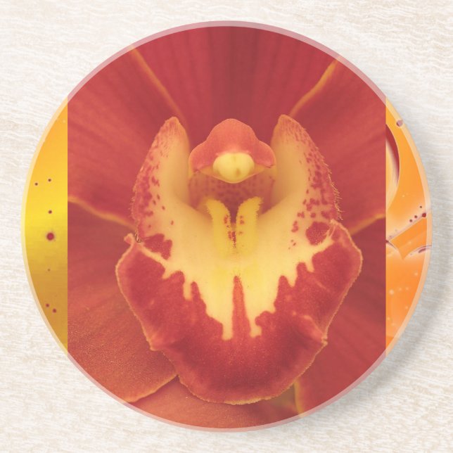 En Grès Dessous de verre rouge orchidée (Devant)