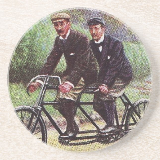 En Grès dessous de verre tandem de bicyclette de 1890's (Devant)