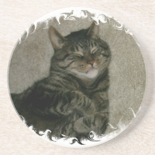 En Grès Dessous de verre tigrés de sommeil de chat de