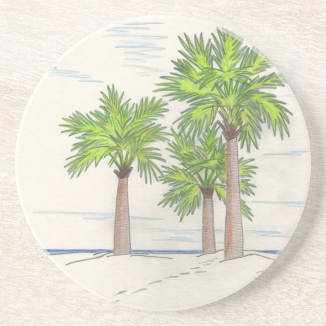 EN GRÈS DESSOUS DE VERRE TROIS PALMS (Devant)