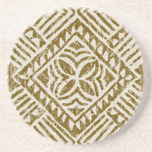 En Grès Dessous de verre tropicaux de barre de Tiki de