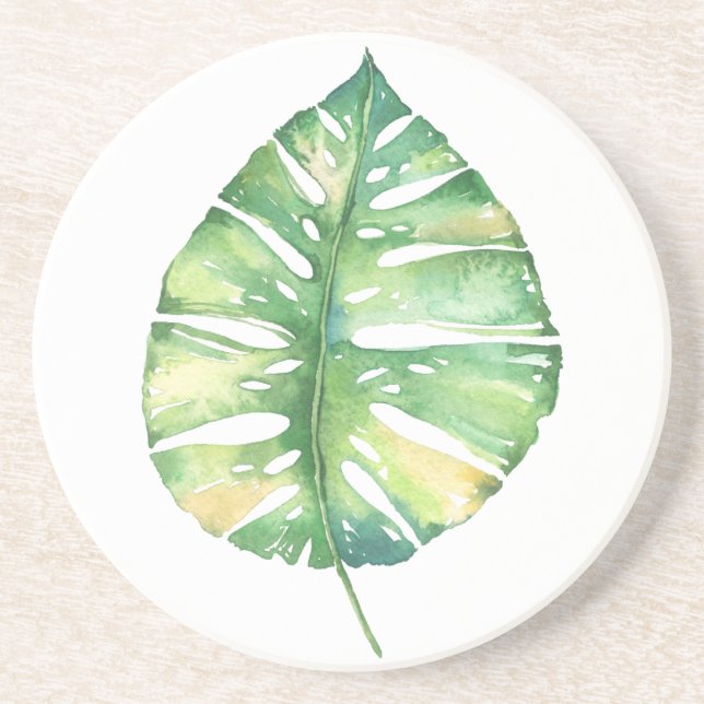 En Grès Dessous de verre tropicaux verts de feuille (Devant)