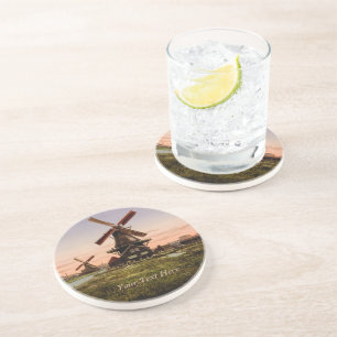 En Grès dessous de verre vintage néerlandais Windmills