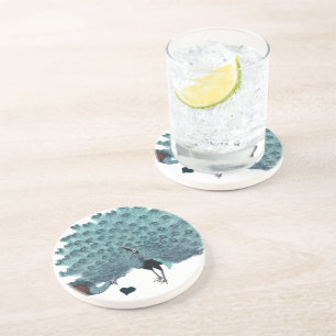 En Grès Dessous de verre vintage paon