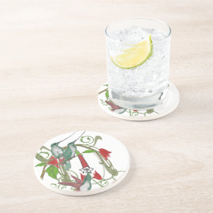 En Grès Dessous de verre vintages de colibris