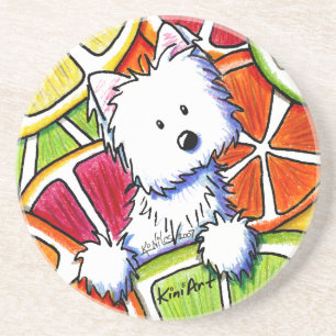 En Grès Dessous de verre Westie KiniArt Citrus
