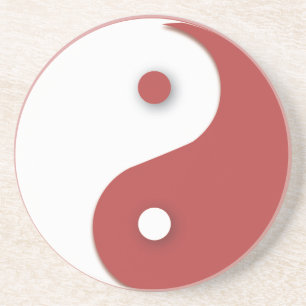 En Grès Dessous de verre Yin & Yang rouge et blanc