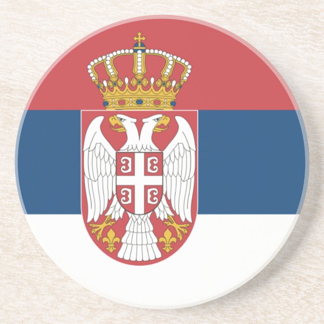 En Grès Drapeau du Dessous de verre de Serbie (Devant)