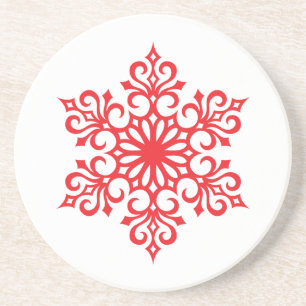 En Grès Élégants Dessous de verre Red Snowflake