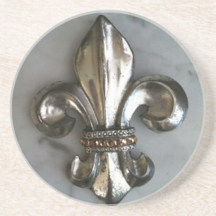 En Grès Fleur de lis sur les dessous de verre de marbre