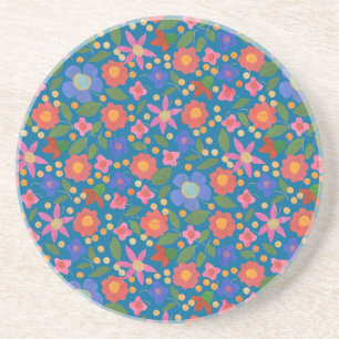 En Grès Flore style art populaire sur Dessous de verre de 