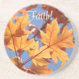 En Grès Foi ! dessous de verre Coaster Golden Orange Feuil