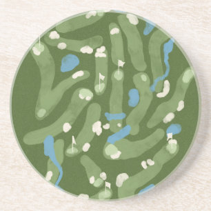 En Grès Graphisme de terrain de golf sur dessous de verre 