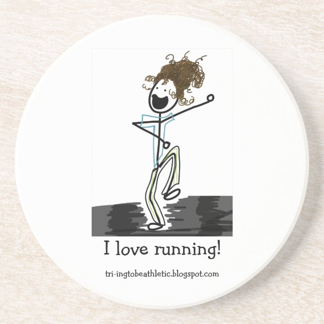 En Grès J'aime courir ! dessous de verre (Devant)