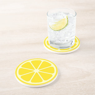 En Grès Jaune Retro Citron Décor Coupe Dessous de verre Ja