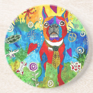 En Grès Joli et coloré Boston Terrier Dessous de verre