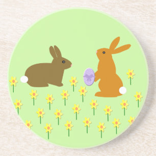 En Grès Joli lapin de Pâques et Dessous de verre de jonqui