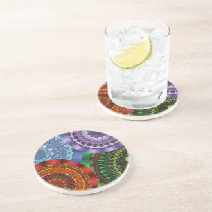 En Grès Les dessous de verre de mandalas d'éléments
