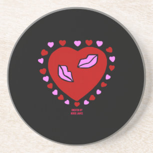 En Grès Lovely Heart Kisses Dessous de verre Sandstone