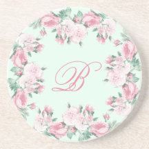 Monogramme dessous de verre Sandstone Floral roses