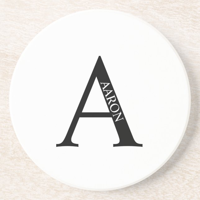 En Grès Monogramme personnalisé et nom Dessous de verre de (Devant)