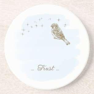 En Grès Oiseaux et écritures Sandstone Dessous de verre Bl
