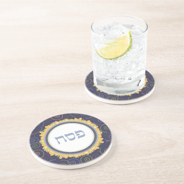 En Grès Passover Pesach Seder Jeruslaem Dessous de verre (Côté)