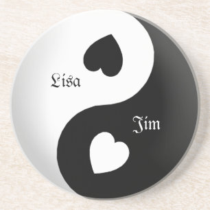 En Grès Personnalisé Yin Yang Love Dessous de verre