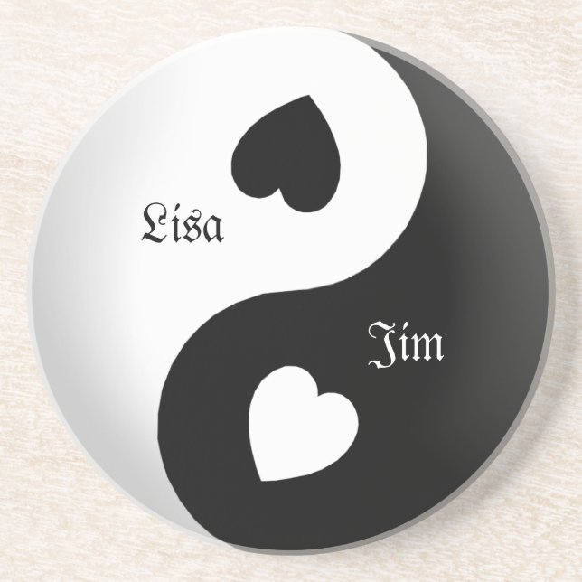 En Grès Personnalisé Yin Yang Love Dessous de verre (Devant)