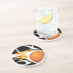En Grès Personnaliser le Dessous de verre B/W de basket-ba