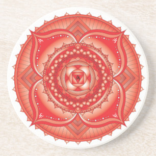 En Grès Root Chakra Lumière Dessous de verre Mandala