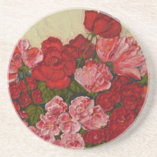 En Grès Roses et dessous de verre de pivoines