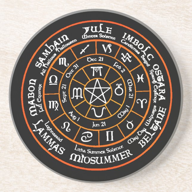 En Grès Roue des dessous de verre potables d'année (Devant)