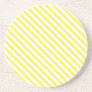En Grès Série de bandes : dessous de verre jaune et blanc